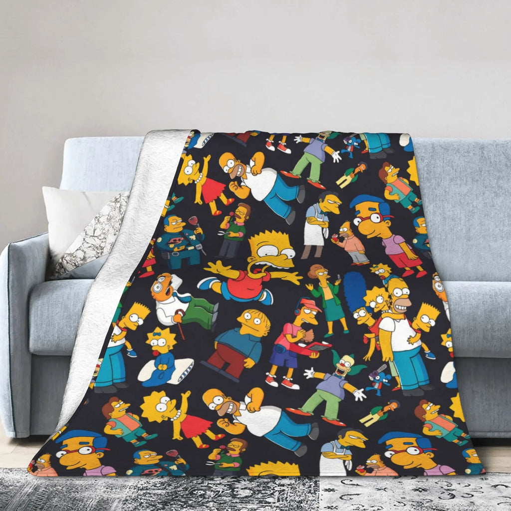 Simpsons Character Super Soft Plush Throw Blanket – Flannel Fleece Bedspread