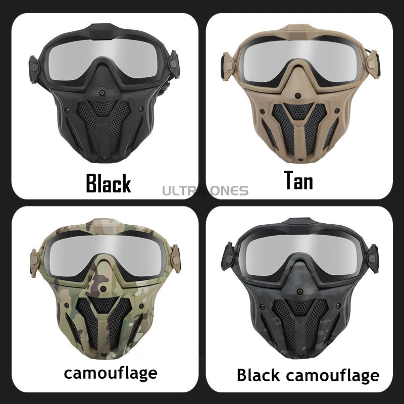Tactical Full Face Airsoft Paintball Mask with Fan & Goggles