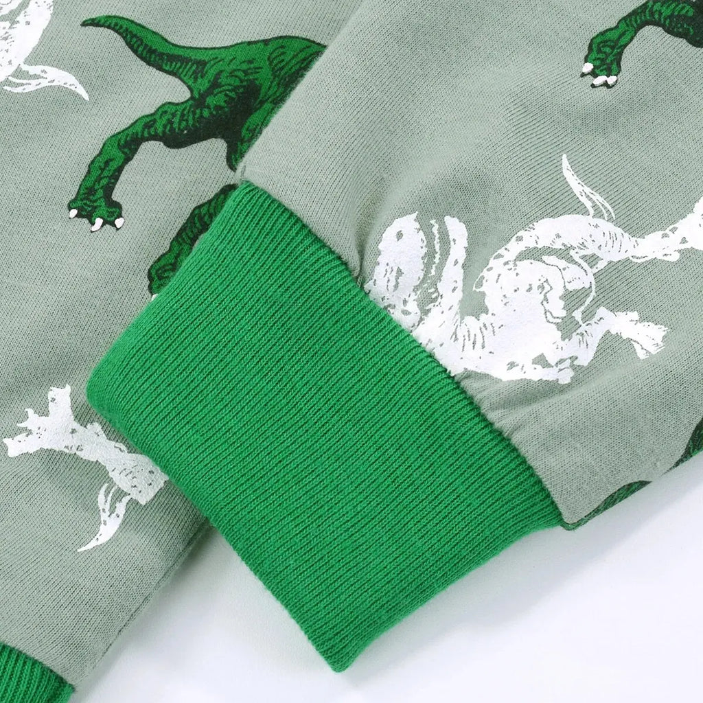Kids' T-Rex Dinosaur Pajamas Set | Long Sleeve Top & Pants Comfy Casual Boys Loungewear
