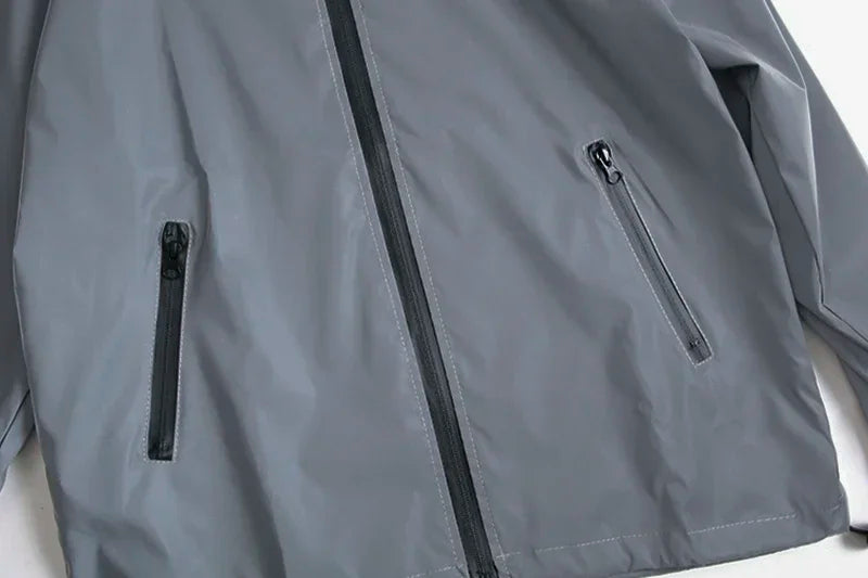 Reflective Luminous Couple Dancer Jacket — Solid Color Polyester Windbreaker