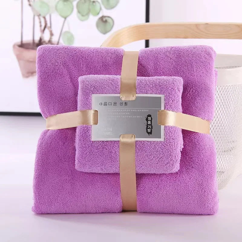 2-Piece Super Soft Coral Velvet Bath Towel Set – Highly Absorbent, Hotel & Spa Quality