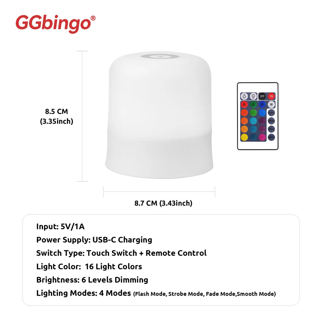 RGB Touch Night Light – Rechargeable Dimmable Table Lamp with Remote for Bedroom & Living Room