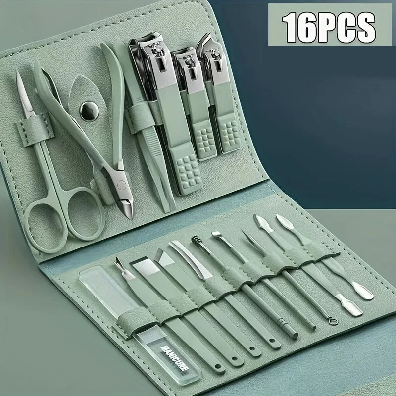 16-Piece Professional Nail Clippers & Cuticle Nippers Set – Manicure & Pedicure Kit with Travel Case