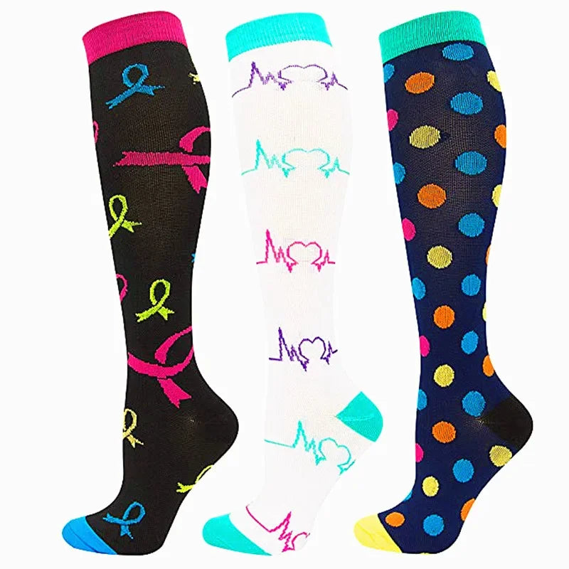 Knee High Compression Socks 20-30mmHg – 3 Pairs for Diabetes, Varicose Veins, Edema, Nurse & Running