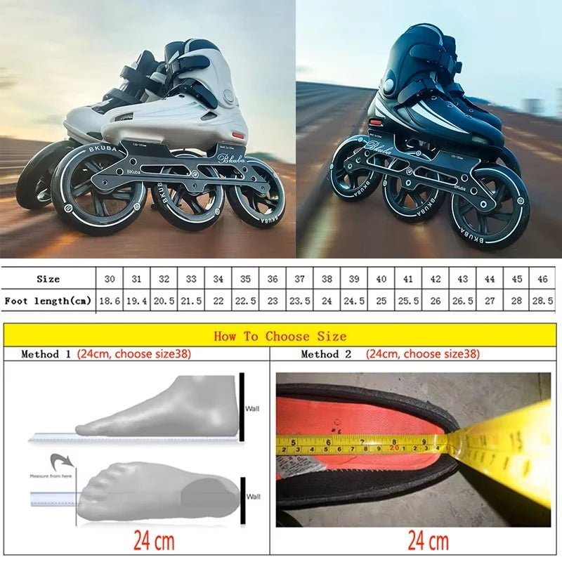 Pro 3-Wheel Inline Speed Skates – Racing Skates for Kids, Indoor & Outdoor Sports