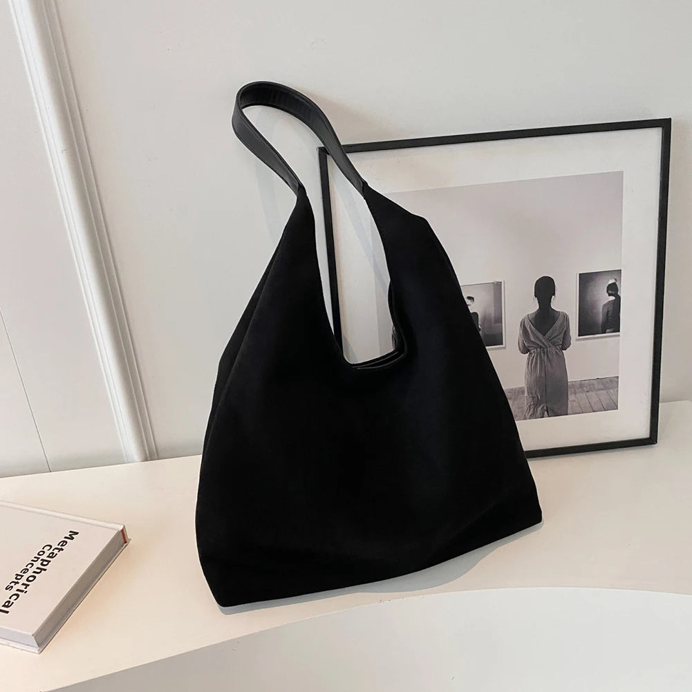 Vintage Suede Large Capacity Shoulder Tote Bag – Stylish Commuter Hobo Handbag for Women