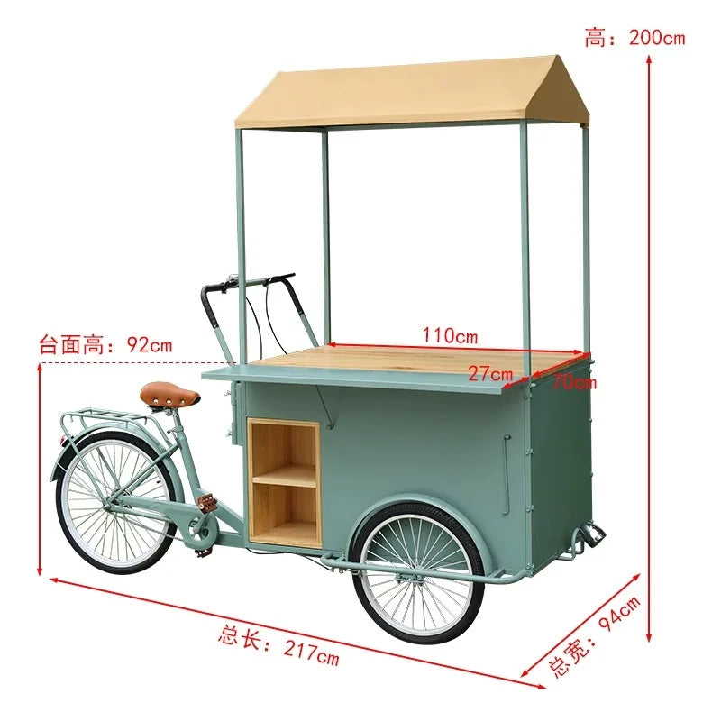 Custom Commercial Ice Cooler Cart Tricycle – Stainless Steel Freezer Bicycle for Snacks & Candy