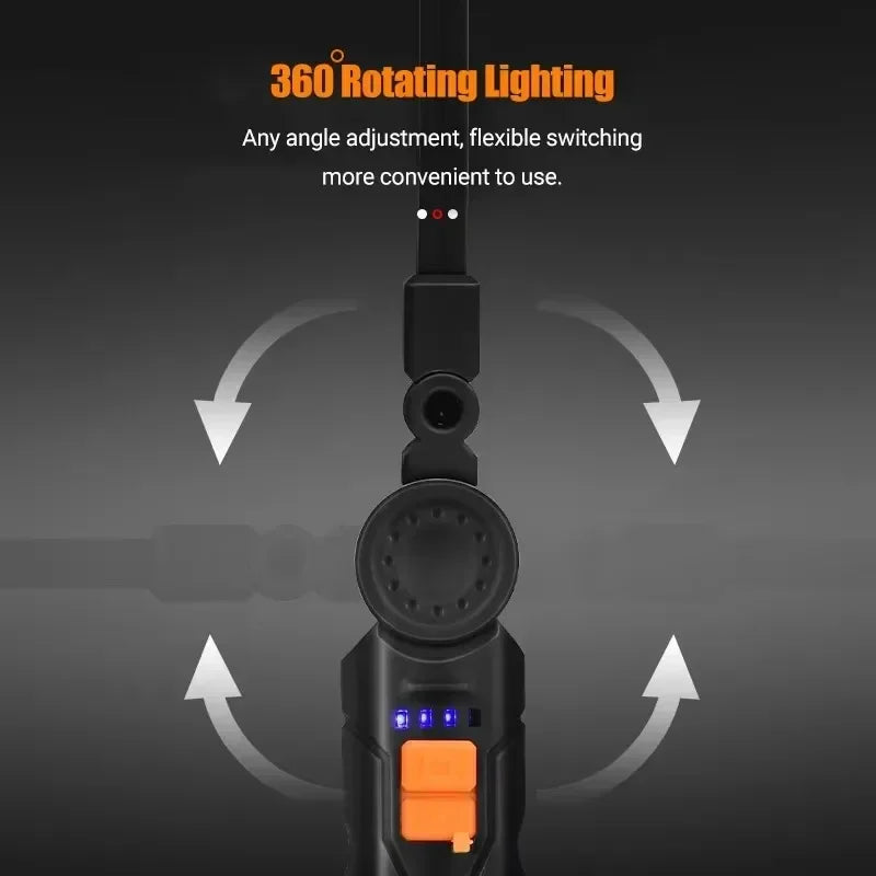 NEWBIRTH COB+LED Work Light – 800 Lumen, 360° Magnetic Base, Foldable Hook, Red Mode, IPX5, Type-C