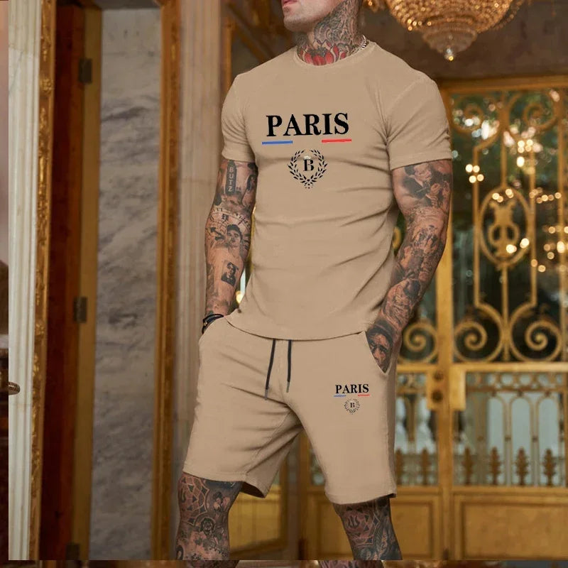 Men's Short Sleeve T-Shirt & Split Shorts Set – Fashion Jogging Casual Sport 2-Piece