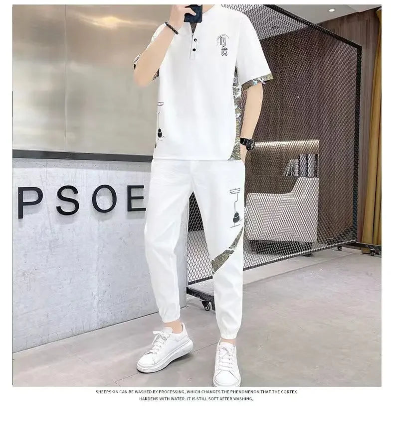 Men's Cotton Shirt & Trousers 2-Piece Set – High Quality Summer Fashion Suit M–4XL