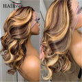 Highlight Body Wave Lace Front Wig — Brazilian Remy Human Hair, Honey Blonde HD Lace, 13x4