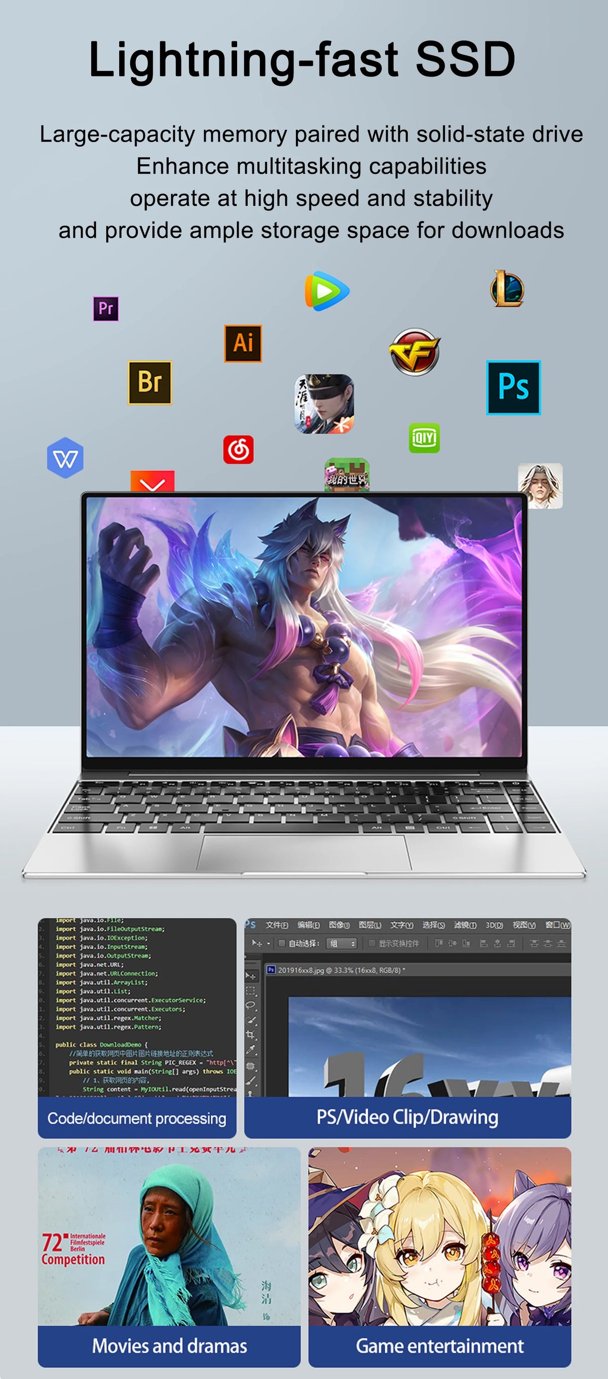 14" Intel Pentium Ultra Slim Laptop – 16GB DDR3, Up to 2TB SSD, Windows 11 Pro