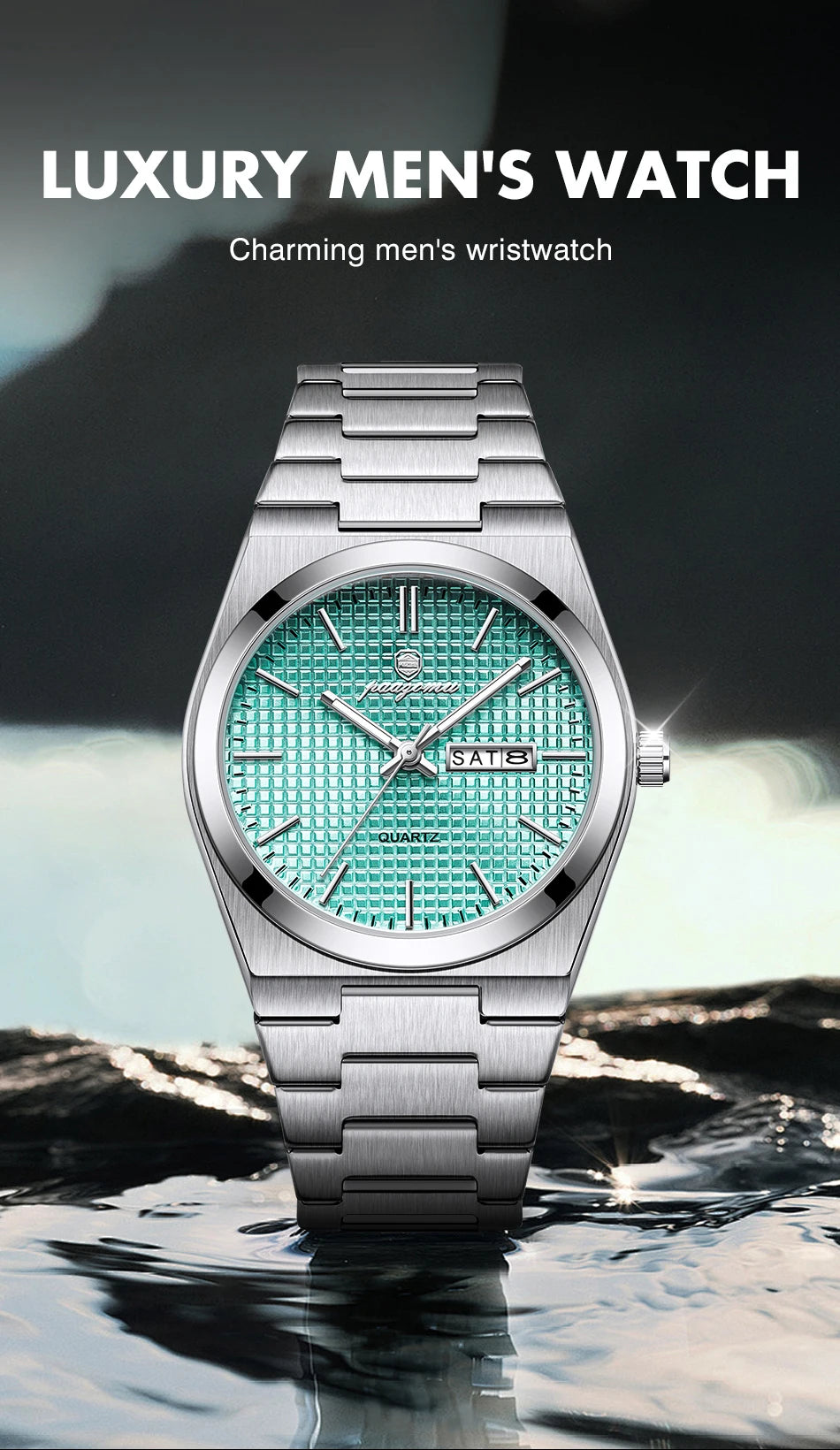 PAAZOMU Men's Luxury Waterproof Quartz Watch | Luminous Date Week Stainless Steel Sport Wristwatch