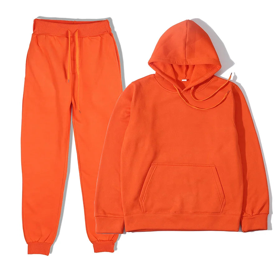 Men's Solid Color Hoodie & Pants Tracksuit Set – Fashionable Casual Sport (S–3XL)