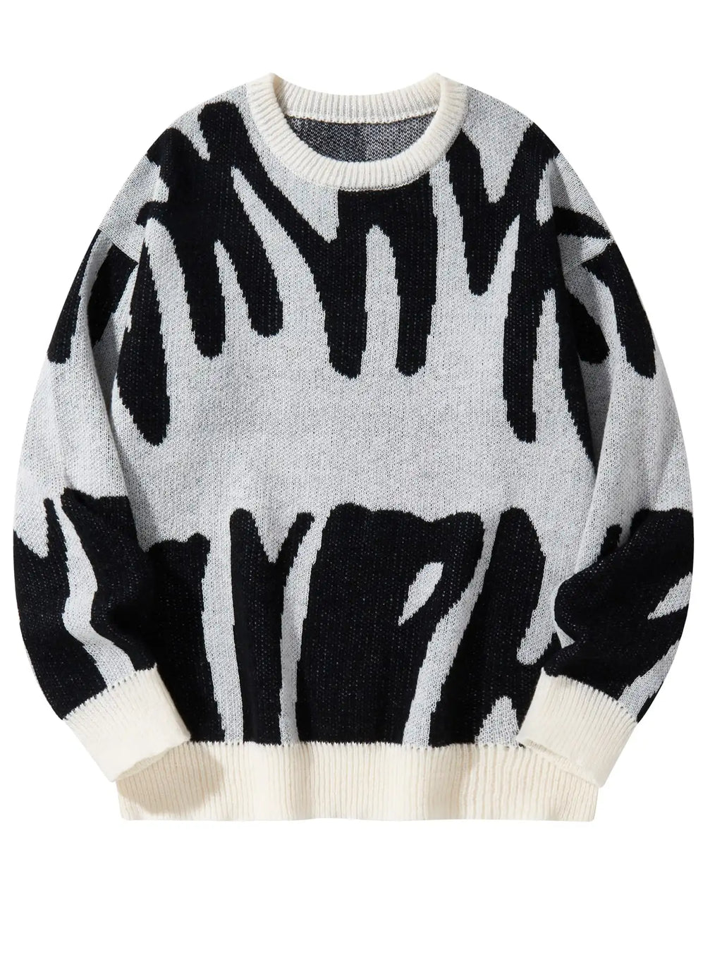 Men's Jacquard Contrast Color Pullover Sweater — Textured Knitwear
