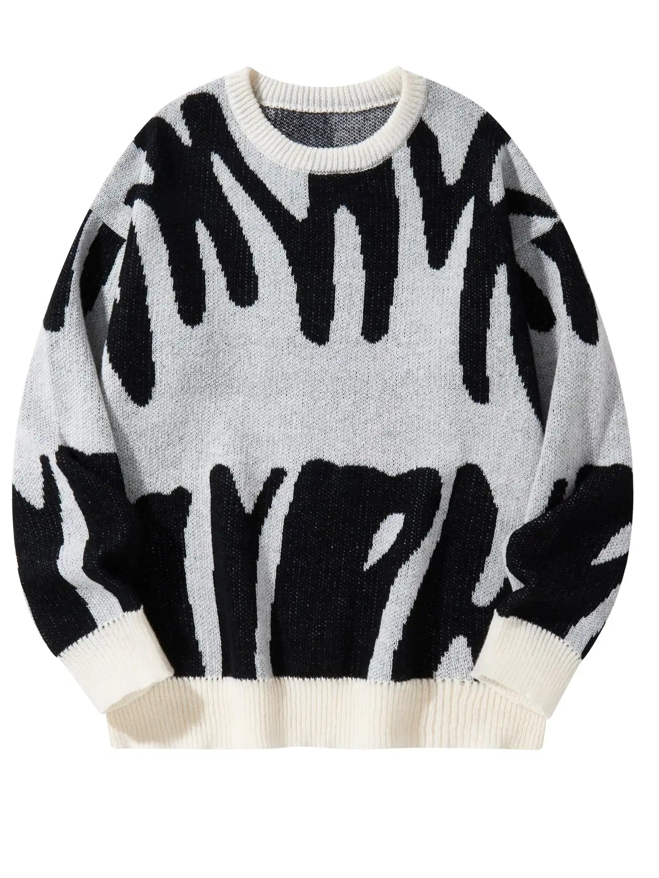 Men's Jacquard Contrast Color Pullover Sweater — Textured Knitwear