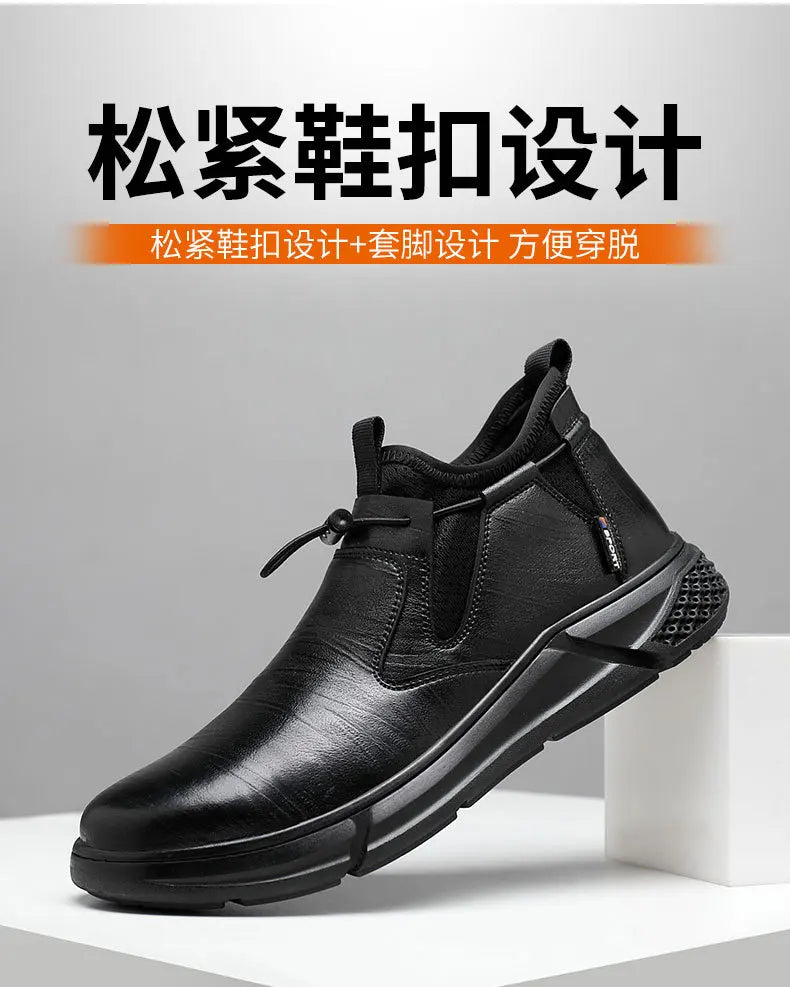 Men's Black Waterproof Metal-Toe Work Shoes