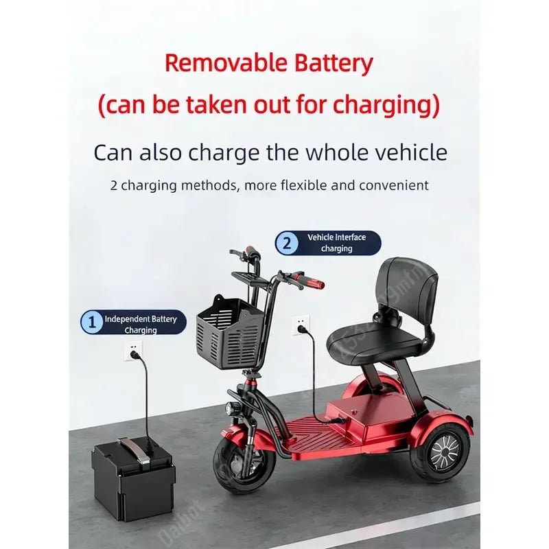 3-Wheel Folding Mobility Scooter for Seniors with Seat