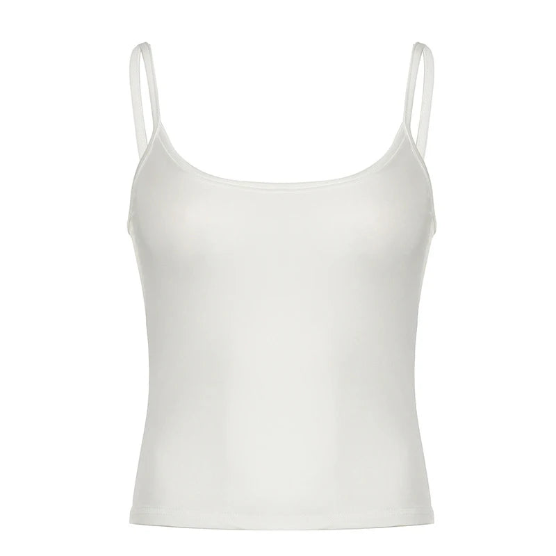 Women's Y2K Harajuku Spaghetti Strap Cropped Top – Vintage Sleeveless All-Match Summer Top