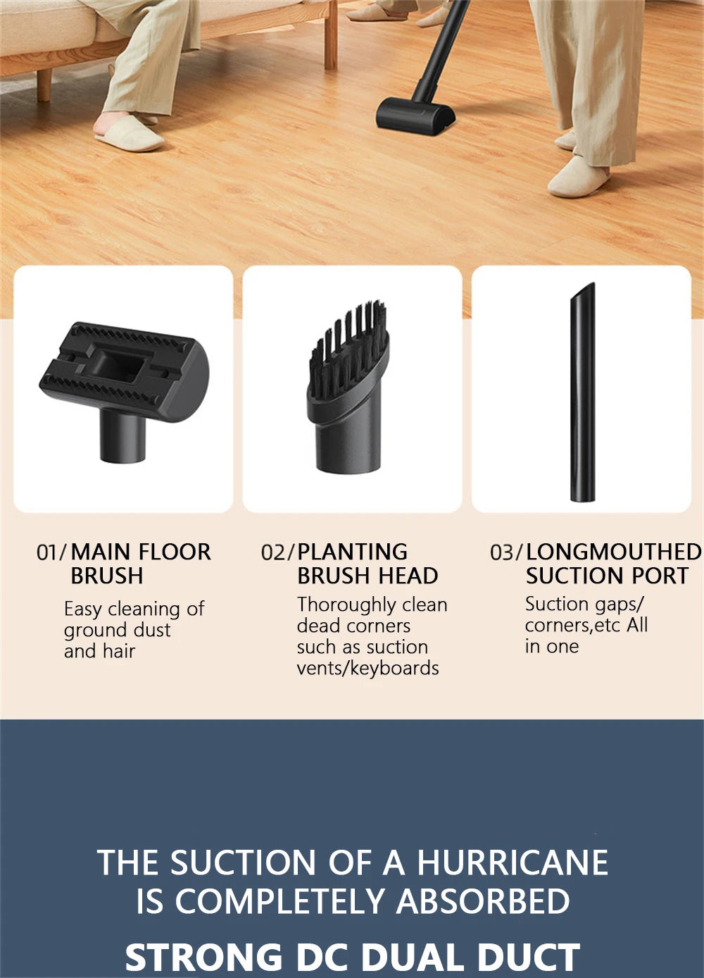 Wireless Cordless Handheld Vacuum Cleaner – 50000Pa Strong Suction for Car, Home & Pet Hair