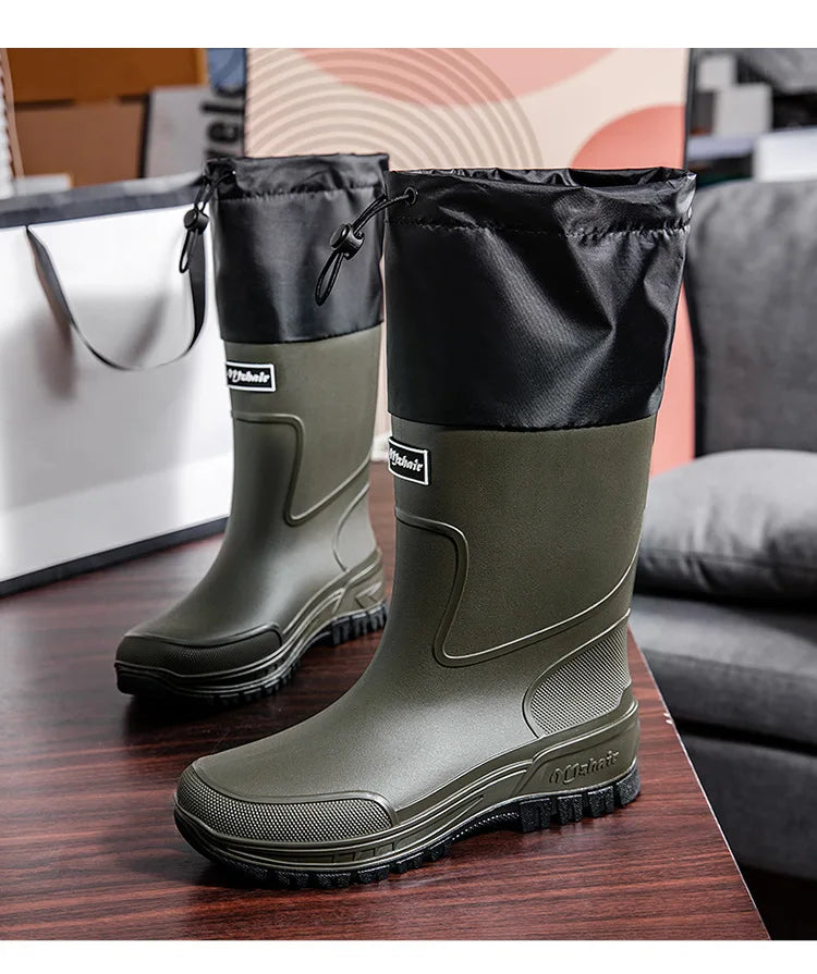 Men's Mid-Calf PVC Rain Boots with EVA Insoles