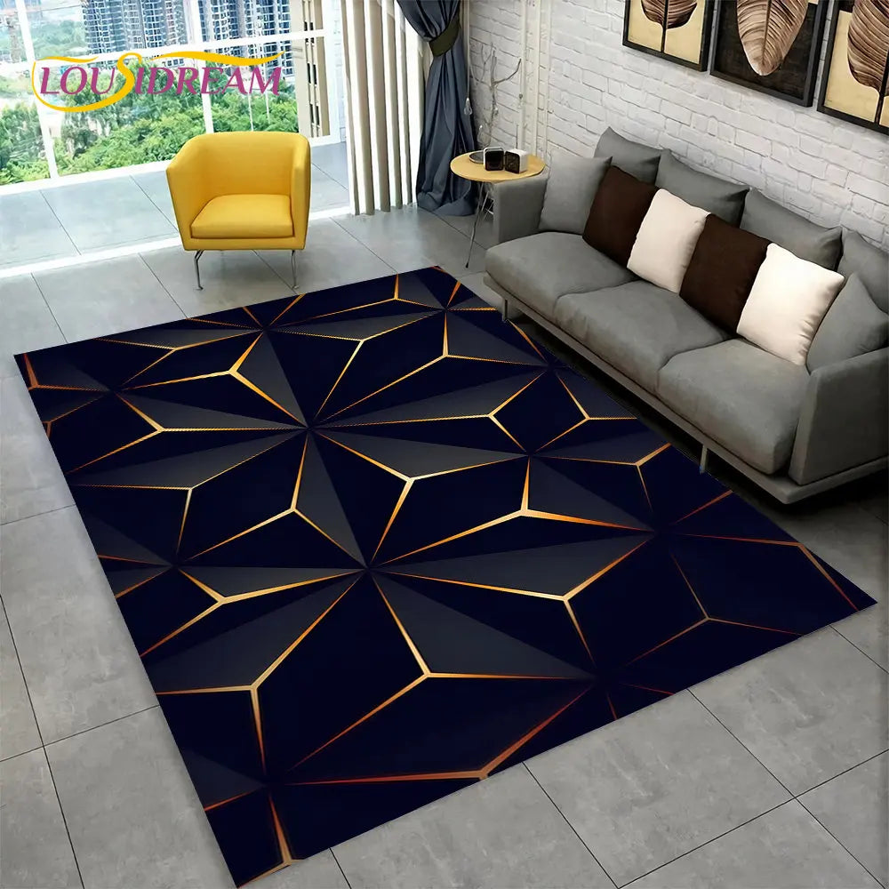 3D Geometric Illusion Area Rug – Non-Slip Modern Carpet for Living Room & Bedroom