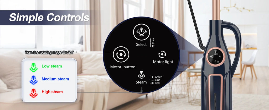 Devoac VM6 Steam Mop Cleaner — 10-in-1, 1300W, Rotating Spin Pad, 3 Steam Modes