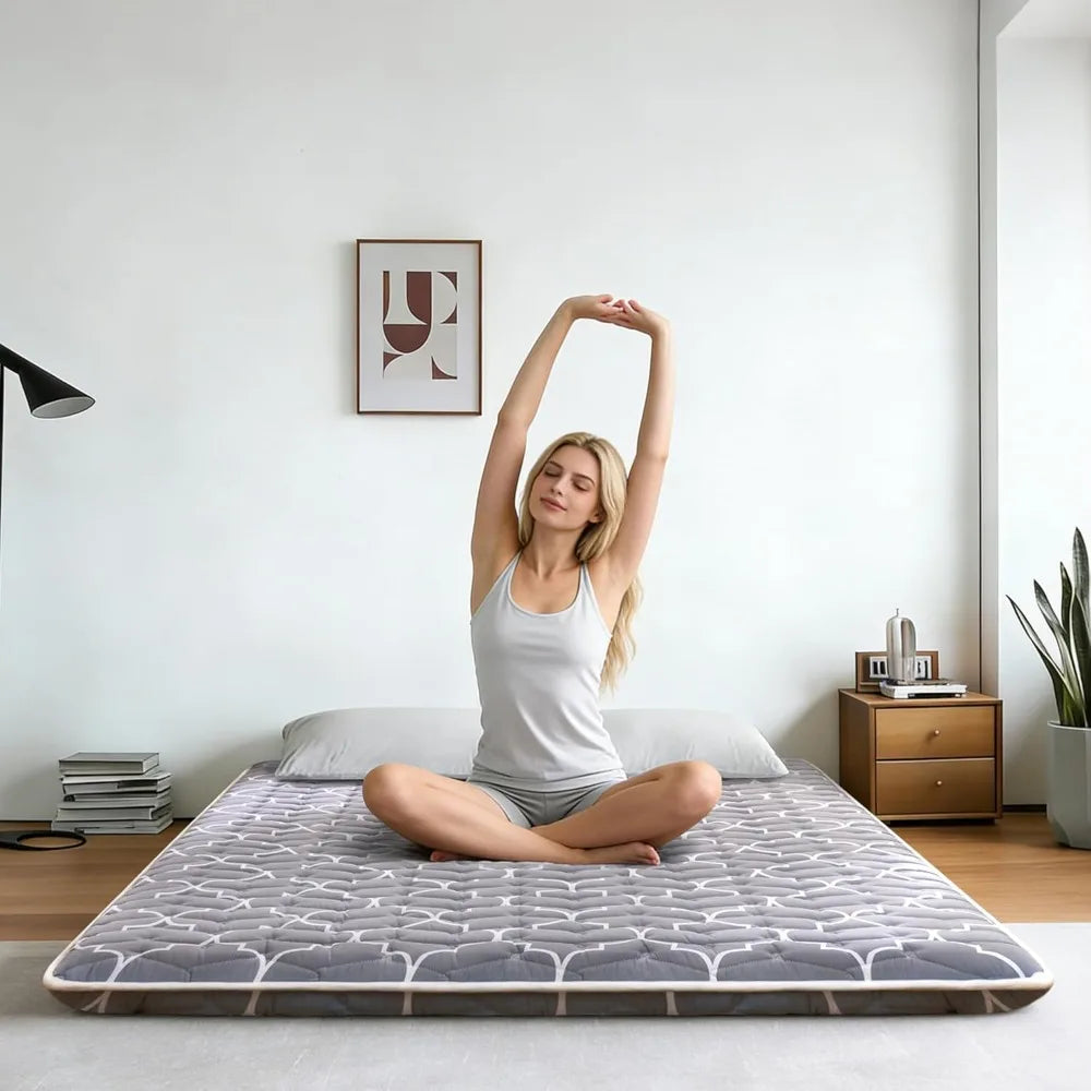 Next-Level Floor Sleep — 6th Gen Japanese Floor Futon Mattress | 9-Layer 100% High-Density Foam, Twin 39"x80", Washable Cover
