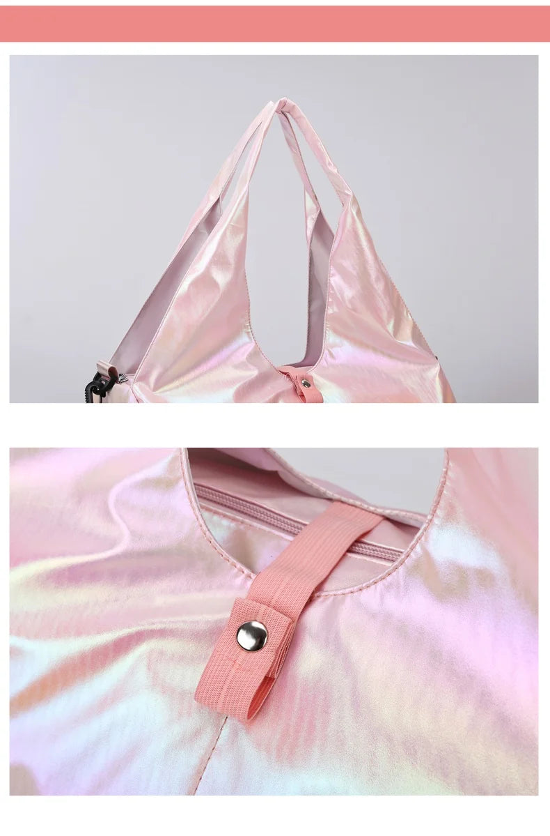 Large Capacity Gym Travel Shoulder Tote Bag – Multi-Function Ruched Cotton Handbag for Women