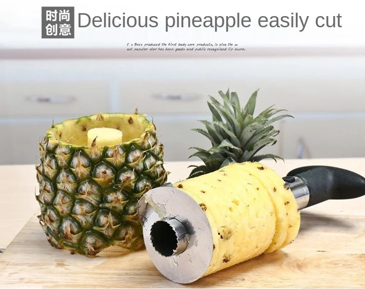 Slice a Pineapple in Seconds. — Stainless Steel Pineapple Slicer & Peeler | Cutter, Corer & Parer Knife, 24x10cm, Green, Black & Yellow