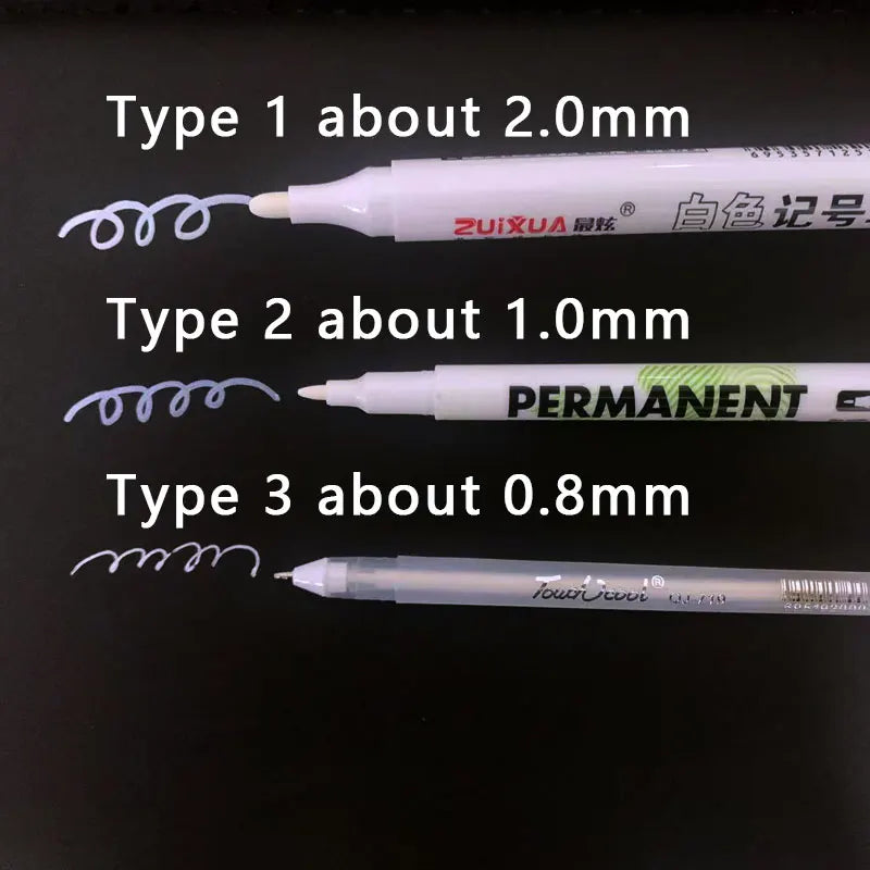 Write on Anything. — White Oily Waterproof Marker Pens | 2.0mm Tip, DIY Graffiti, Sketching & Art Markers, 1, 3 & 5 Pack