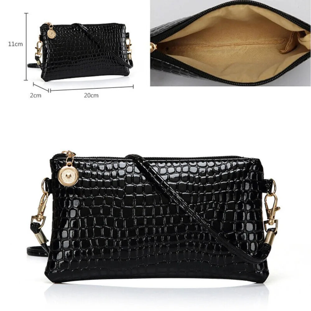 Slim PU Baguette Satchel Shoulder Bag – Elegant Zipper Purse for Women