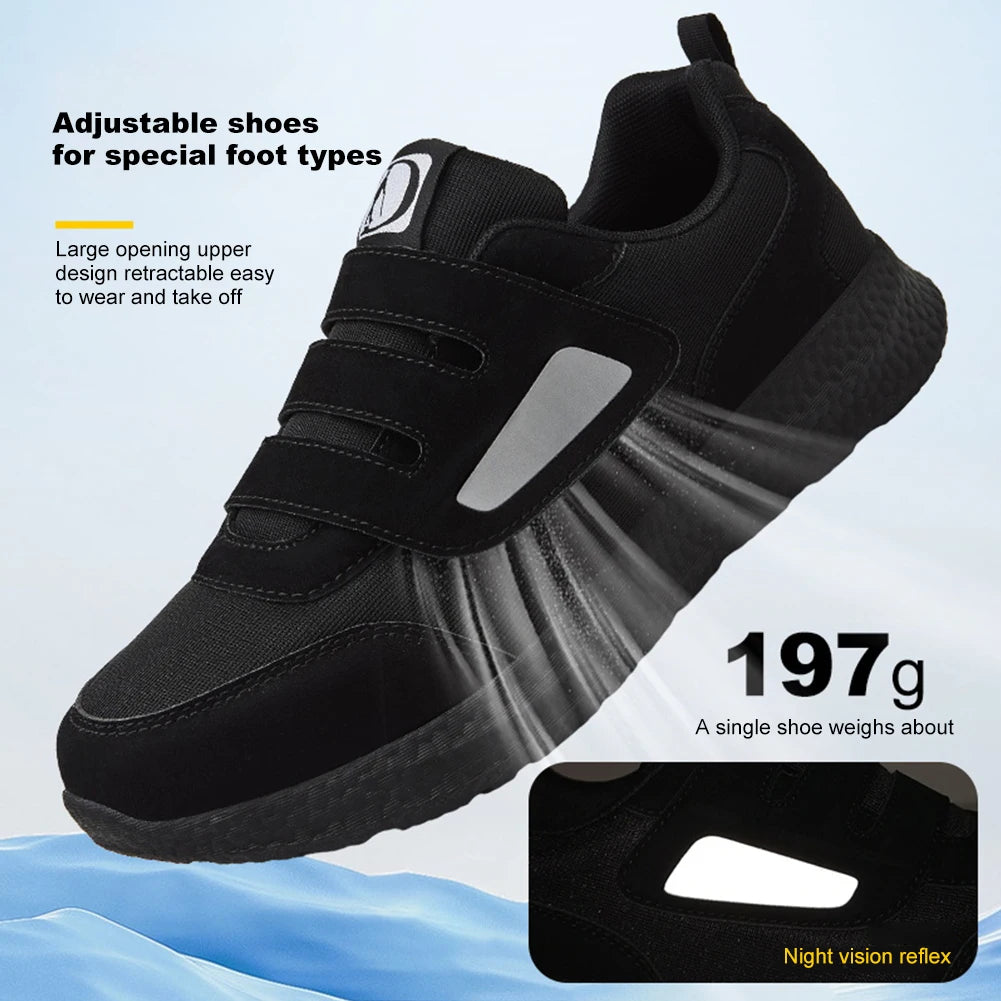 Men's & Women's Orthopedic Diabetic Sneakers – Wide Slip-On Hook & Loop Casual Shoes for Edema, Swollen Feet & Height Increasing Comfort