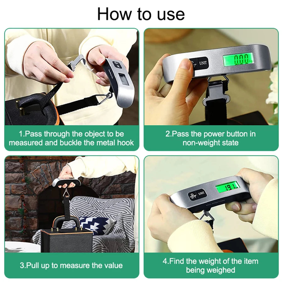 Portable Digital Luggage Scale – 110 lbs LCD Baggage Checker