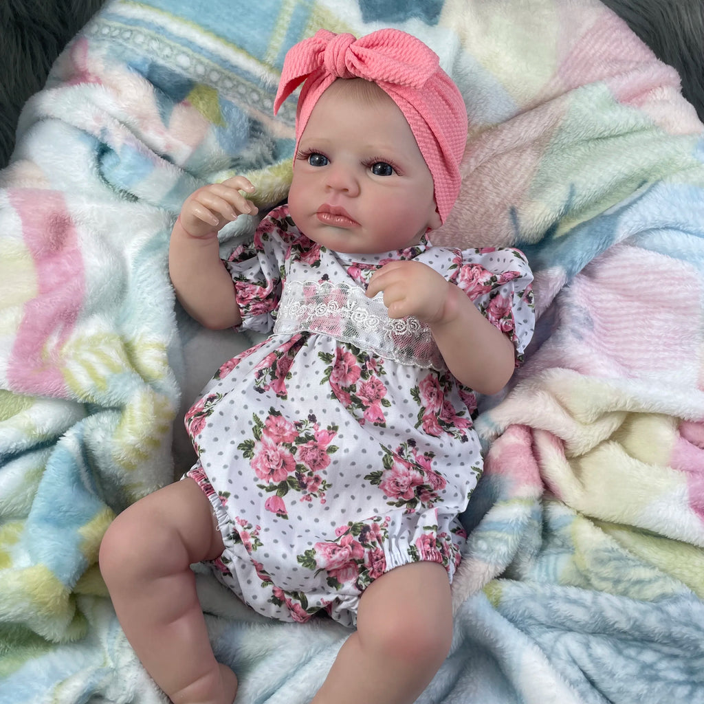MRB 50CM Lifelike Reborn Baby Doll | Vinyl Newborn Twins Girl with 3D Skin & Visible Veins