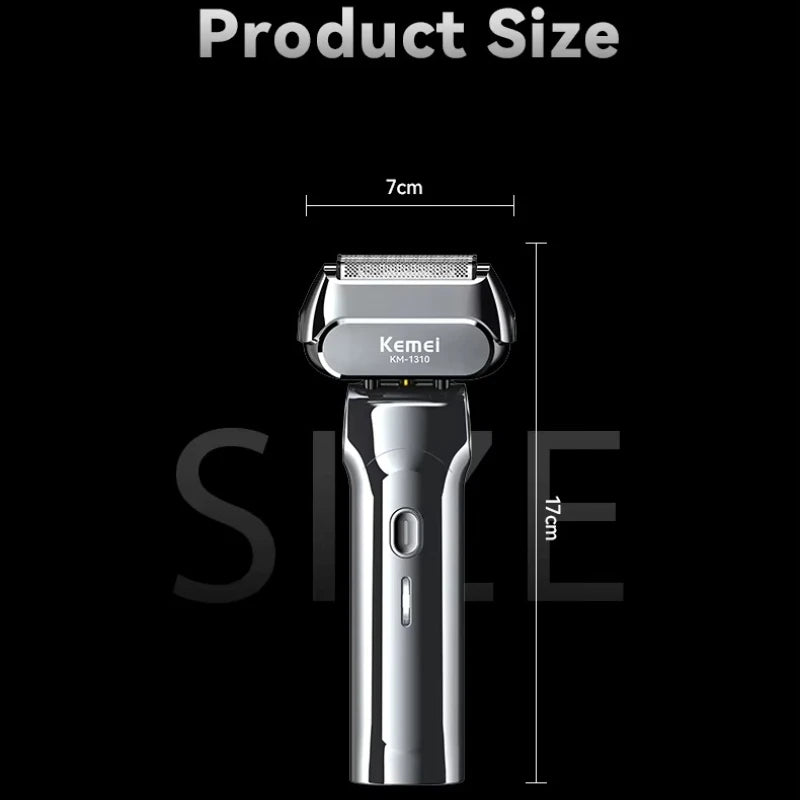 Kemei KM-1310 Rechargeable Men's Electric Shaver – 4-Blade Reciprocating, Wet/Dry, 100-Min Battery