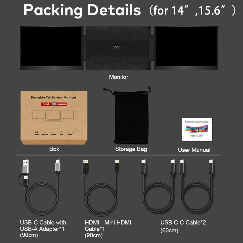 Dual Screen Laptop Extender – Portable IPS Displays