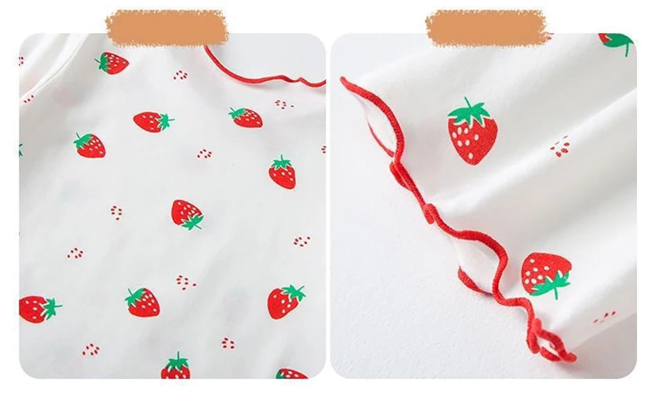 Baby Girl Strawberry Pajamas Set | Short Sleeve 2-Piece Toddler Summer Sleepwear