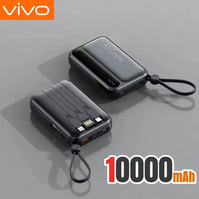 VIVO 500000mAh Power Bank – Built-in 4 Cables Super Fast Charging Portable External Battery 2026
