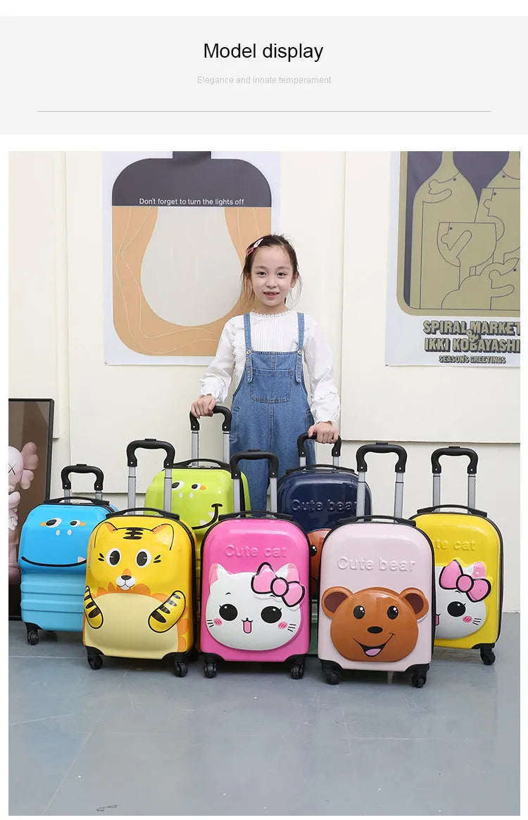 18-Inch ABS Kids’ Spinner Suitcase – Cute Animal 3D Design