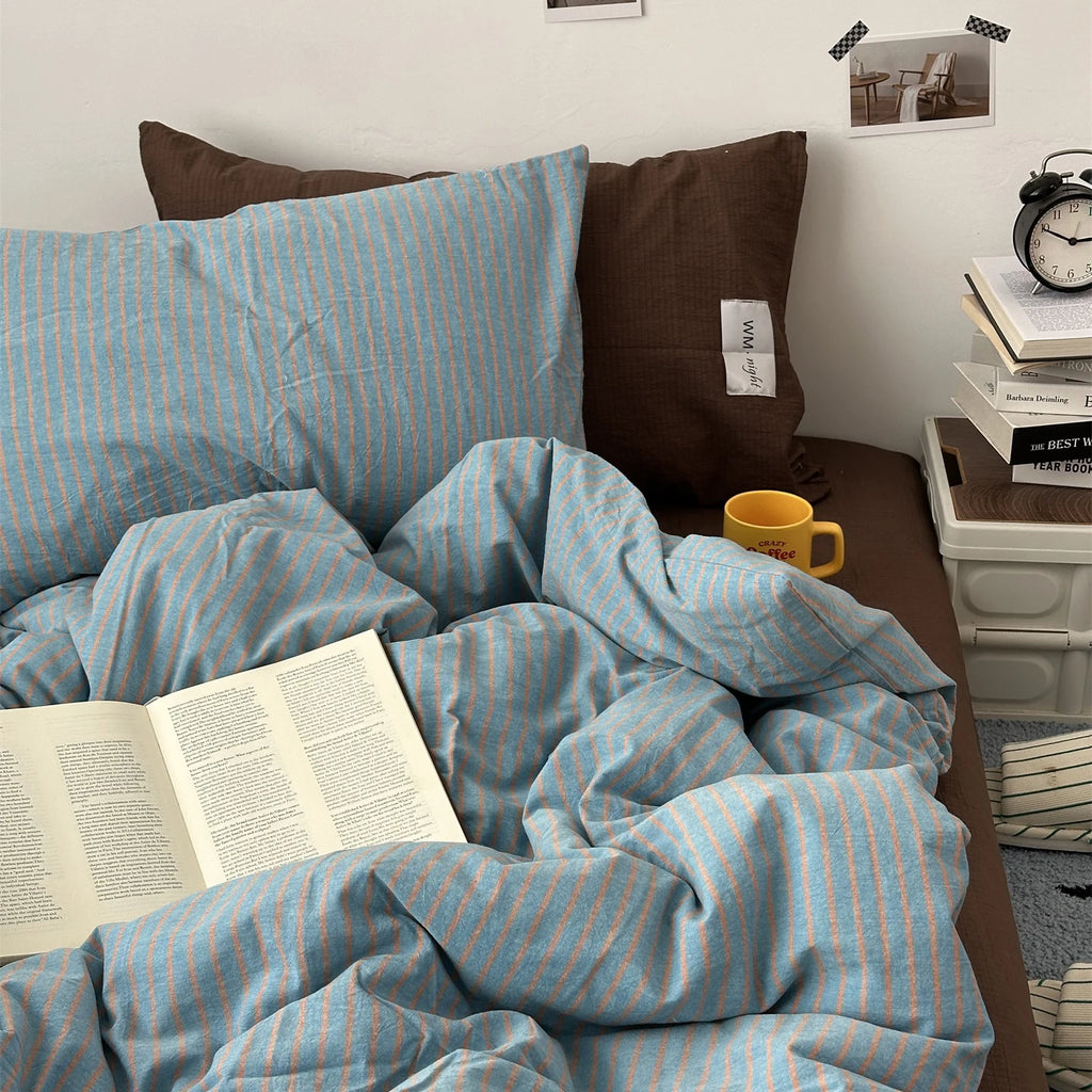 Stripe Bedding Comforter Set – Duvet Cover, Bed Sheet & Pillowcase, Single to King