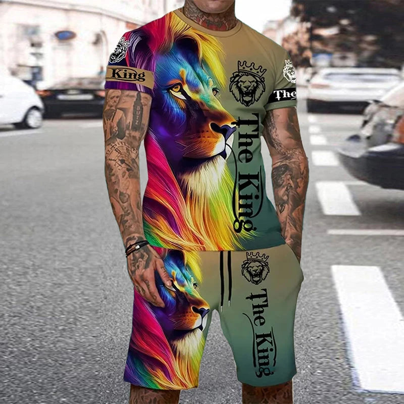 Men's 3D Tiger Print O-Neck Short Sleeve T-Shirt & Shorts Set – Cool Personalized Streetwear