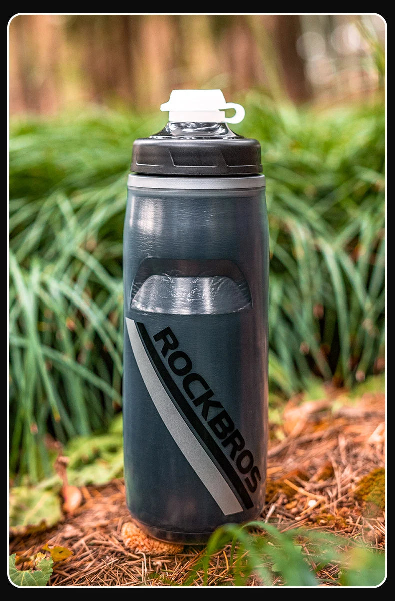 ROCKBROS 620ml Insulated Cycling Water Bottle – Thermal Triple-Layer Squeeze Bike Bottle with Silicone Nozzle