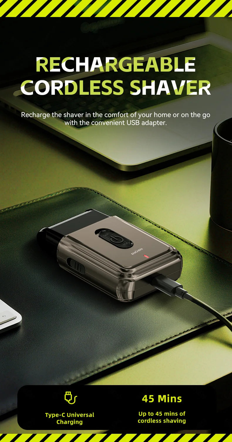 Compact Foil Electric Shaver — Pop-Up Precision Trimmer, Type-C Charging, 7000RPM