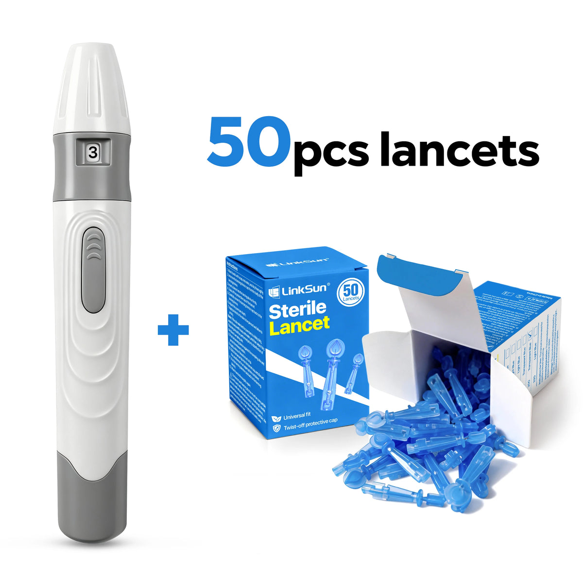 Adjustable Lancet Pen – Blood Sampling Lancing Device for Diabetics with 50 Lancets