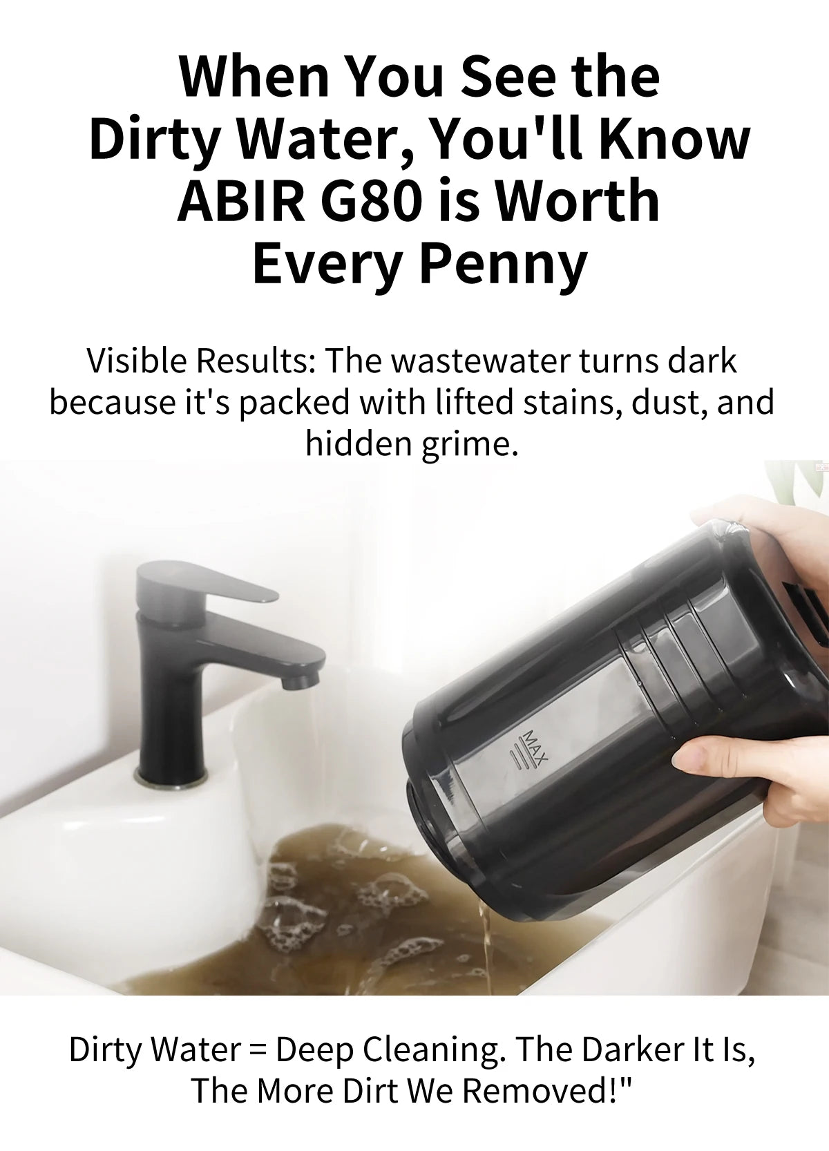 ABIR G80 Handheld Carpet Cleaner — 150000Pa Wet & Dry Vacuum for Home, Sofa, Window, Car, Pet & Upholstery Spot Cleaning