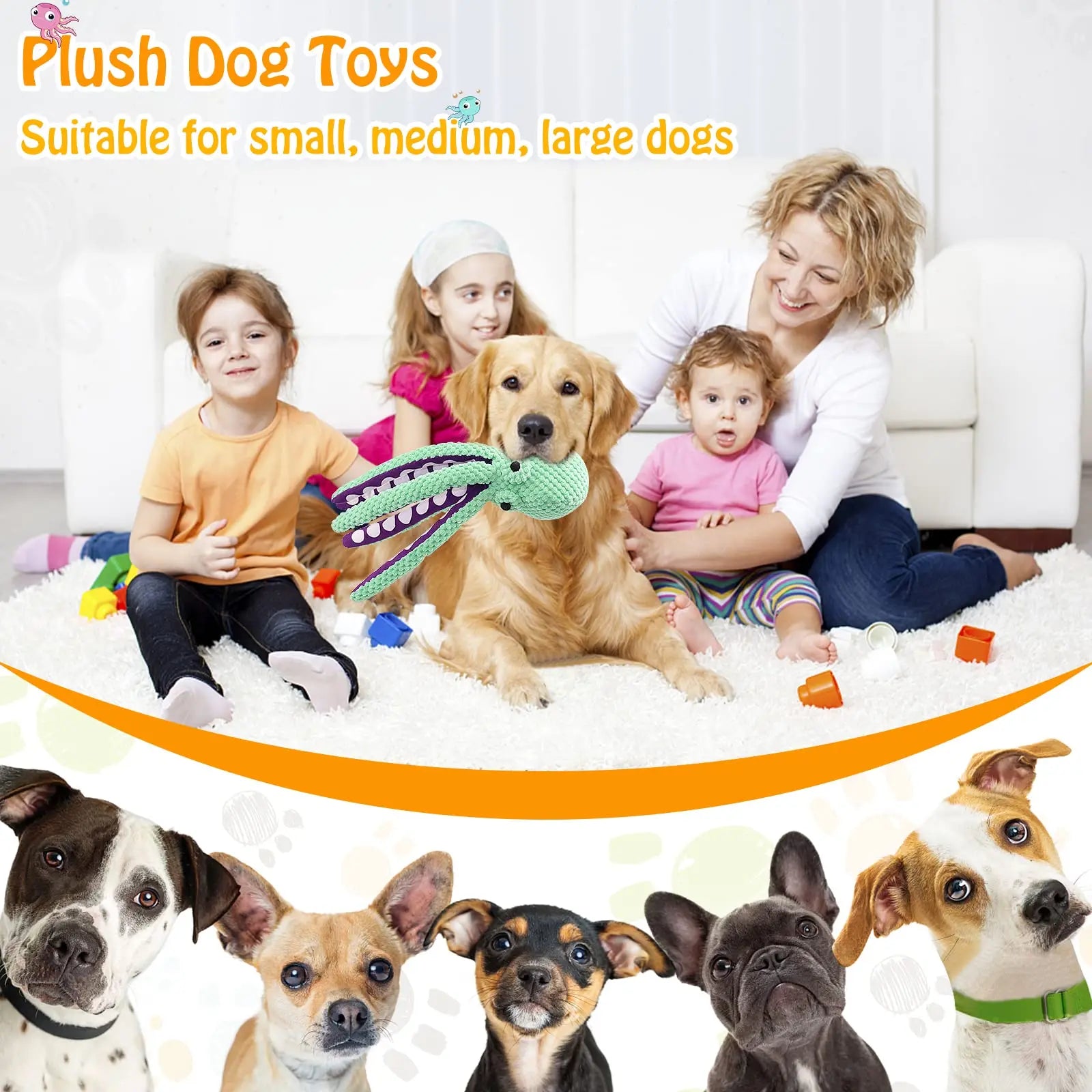 Octopus Shell Squeaky Chew Toy for Dogs & Cats