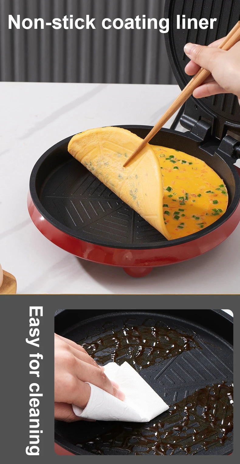 Multifunction Electric Pizza Griddle & Crepe Maker – Double-Sided Heating, Non-Stick Pancake, Steak & Grill Skillet, EU Plug