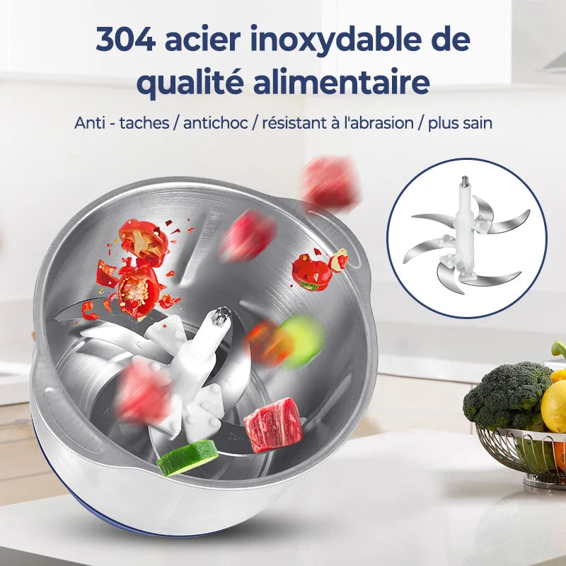 5L Electric Meat Grinder & Food Crusher – Stainless Steel, Multifunctional Vegetable Slicer, Chopper & Blender