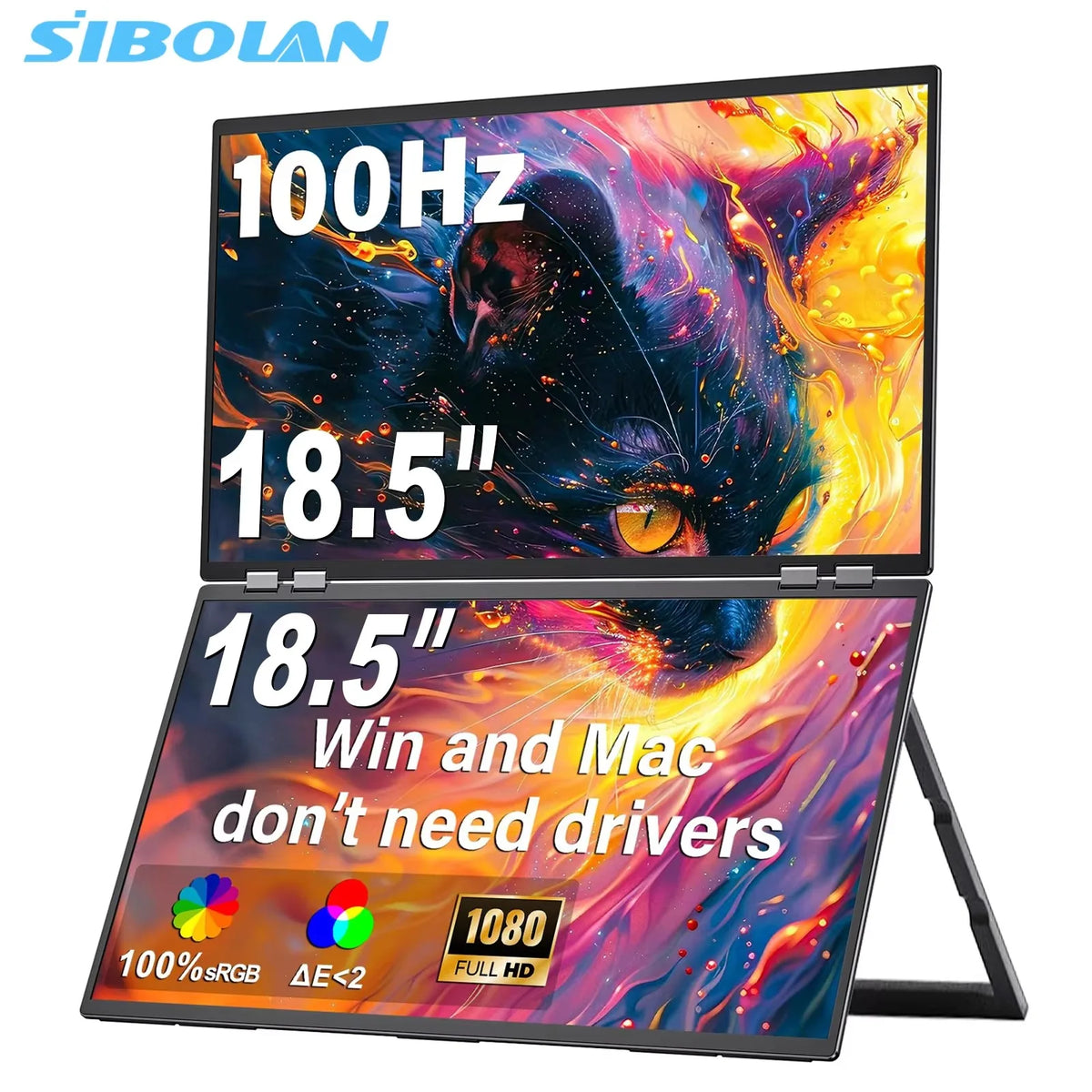 18.5-Inch Dual Portable Monitor – Full HD Folding Screens